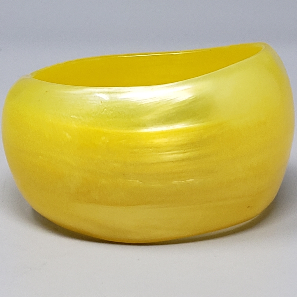 Vintage Yellow Swirl Wide Bangle Bracelet